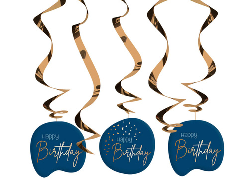 Decorațiuni suspendate Happy Birthday navy blue pigs - 5 buc.
