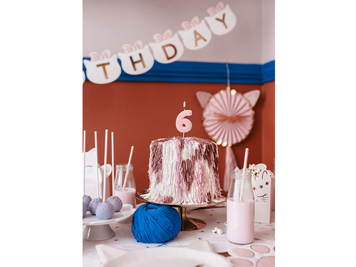 Lumânare număr șase roz - 6 - 1 buc.