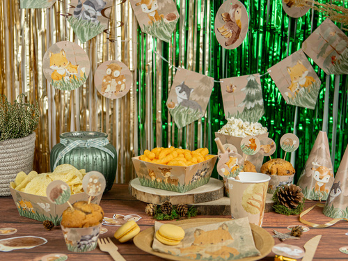 Cupe aniversare Animale de pădure - 250 ml - 6 buc.