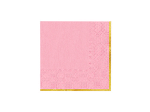 Șervețele de hârtie roz cu margine aurie - 33 cm - 10 buc.