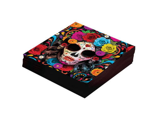 Șervețele mexicane Halloween Skull - 33 cm - 12 buc.