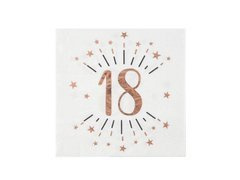 Șervețele strălucitoare roz auriu pentru a 18-a aniversare - 33 cm - 10 buc.