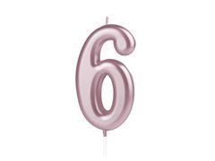Lumânare cu număr din aur roz - 6 - șase