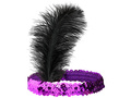 Bentiță retro violet cu pene și paiete - 1 buc.
