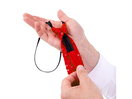 Cravată cu paiete - roșu - 36 cm - 1 buc.