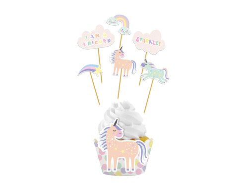 Set decorațiuni pentru prăjituri Unicorn - 12 buc.