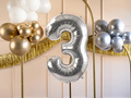 Balon din folie numărul 3 argintiu - 72 cm - 1 buc.
