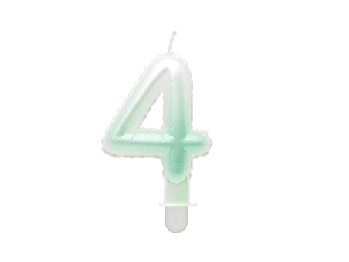 Pearl număr lumânare alb și verde - 4 - patru