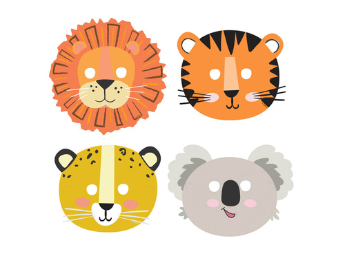 Măști din setul Get Wild - 8 piese.