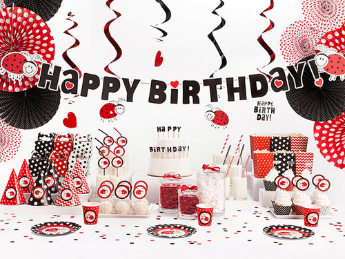 Baloane albe din latex cu inimi roșii - 30 cm - 6 buc.