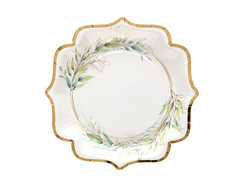 Farfurii de hârtie cu frunze verzi - 21 cm - 10 buc.