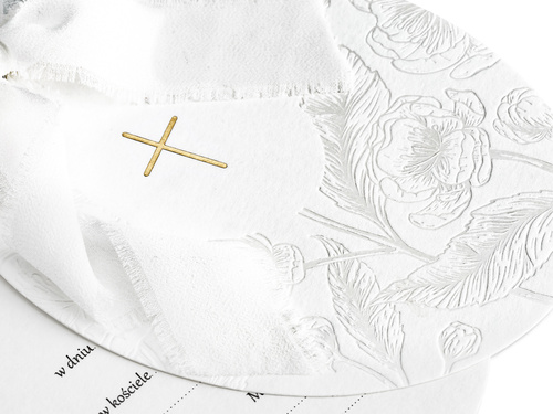 Invitație de împărtășanie cu ornament alb - 10 buc.