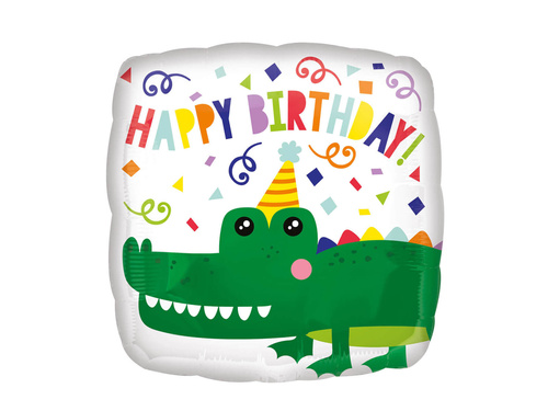 Balon de folie Happy Birthday Crocodile - 43 cm