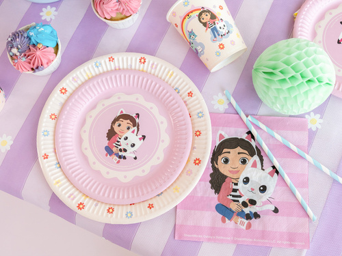 Farfurii de hârtie pentru aniversarea casei pisicii lui Gabi - 18 cm - 6 buc.