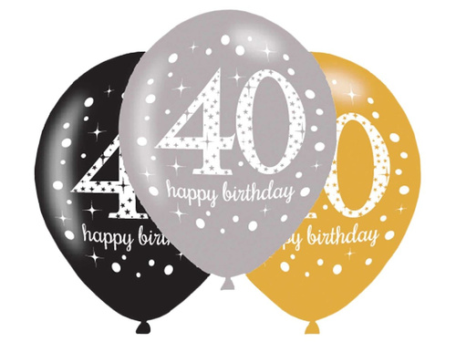 Baloane imprimate "40" - 28 cm - 6 buc.