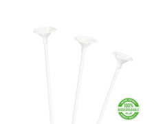 EKO Bețe de hârtie cu dopuri pentru baloane - alb - 10 buc.