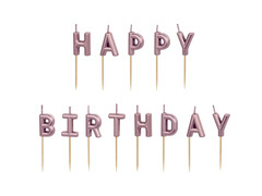 La mulți ani lumânări spade - aur roz