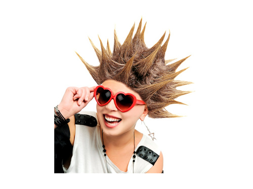 Spiked punk peruca maro
