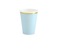 Pahare albastru deschis cu margine aurie - 220 ml - 6 buc.