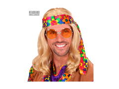 Peruca blondă Hippie Dude cu bentiță