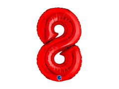 Balon din folie numărul 8 roșu - 14" - 1 buc.