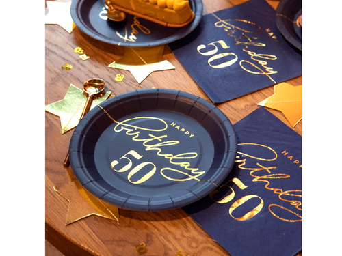 Farfurii aniversare 50 de ani albastru marin - 18 cm - 6 buc.