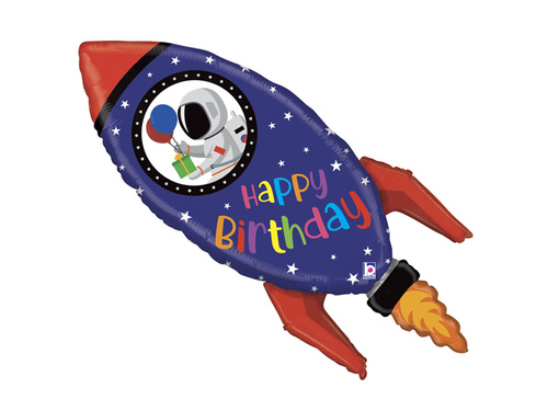 Balon din folie Happy Birthday Rocket - 102 cm - 1 buc.