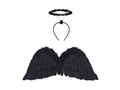 Aripi de înger negre cu aureolă - 80 x 30 cm - 1 buc.