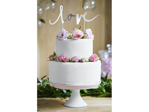 Topper argint pentru tort Love - 17 cm - 1 buc.