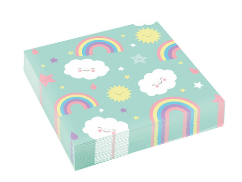 Șervețele aniversare Rainbow și Cloud - 33 cm - 20 buc.