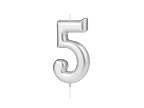 Lumânare cu număr argintiu - 5 - 1 buc.