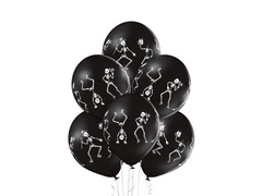 Baloane de Halloween cu schelet din latex - 30 cm - 6 buc.