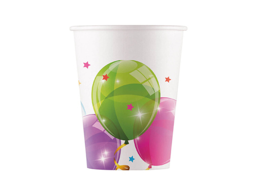 Cupe aniversare Baloane strălucitoare - 200 ml - 8 buc.