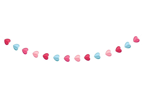 Ghirlandă de hârtie cu inimi 3D - 2 m - 1 buc.