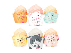 Folii pentru cupcakes Cats - 6 buc.