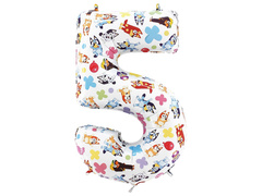 Balon cu folie albastru cu numărul 5 - 49x72 cm - 1 buc.