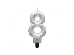 Lumânare de argint cu număr de diamant - 8 - opt