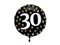 Balon de folie pentru a treizecea aniversare negru - 45 cm - 1 buc.