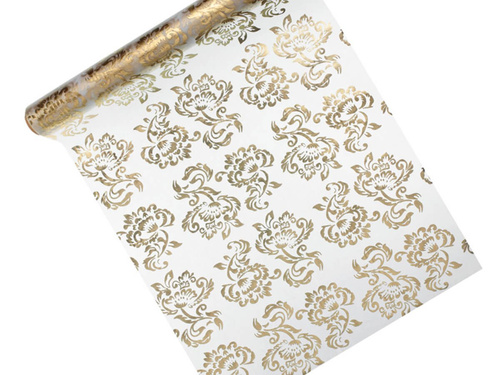 Organza albă cu imprimare față-verso - 36 cm x 9 m.