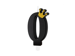 Lumânare număr zero negru cu coroană - 0 - 1 buc.