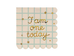 Sunt unul astăzi șervețele de hârtie pentru o zi de naștere Teddy Bear - 33 cm - 12 buc.