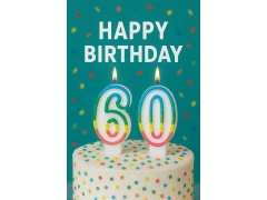 Lumânări numerice cu o margine colorată numărul 60 - 8,5 cm - 2 buc.