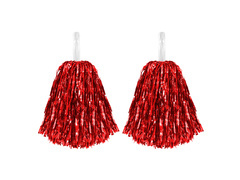 Pompoane roșu metalizat pentru majorete - 2 buc.