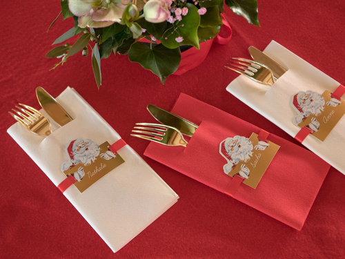 Buzunare pentru tacâmuri Airlaid roșu - 40 cm - 12 buc.