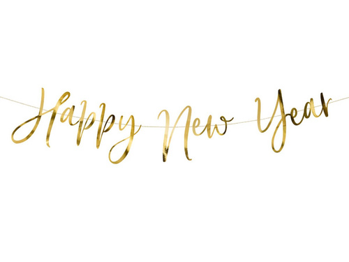 Baner Happy New Year złoty - 66 cm - 1 szt.