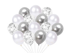 Set baloane albe și argintii - 26 buc.
