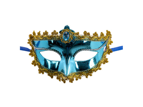 Mască de carnaval turcoaz cu cristal