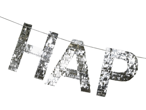 Banner aniversare fericită argint - 220 cm - 1 buc.