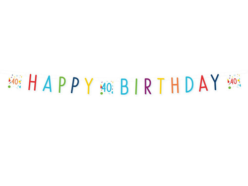 Happy Birthday forty Confetti banner - 180 cm - 1 buc.