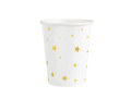 Pahare de hârtie albe cu stele aurii - 220 ml - 6 buc.